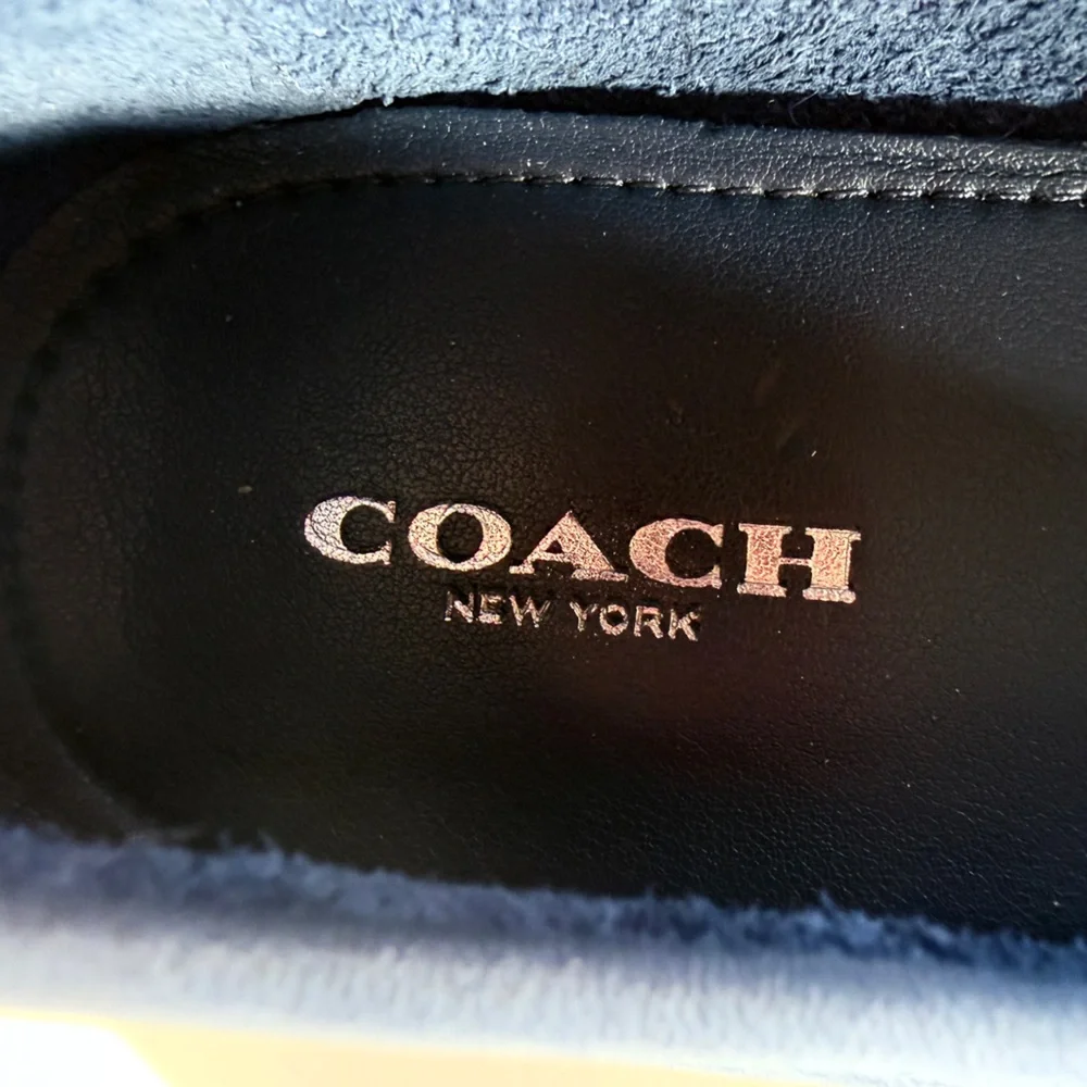 Coach Fredrica Nubuck Leather Driving Loafers Shoes Size 8 Navy Blue